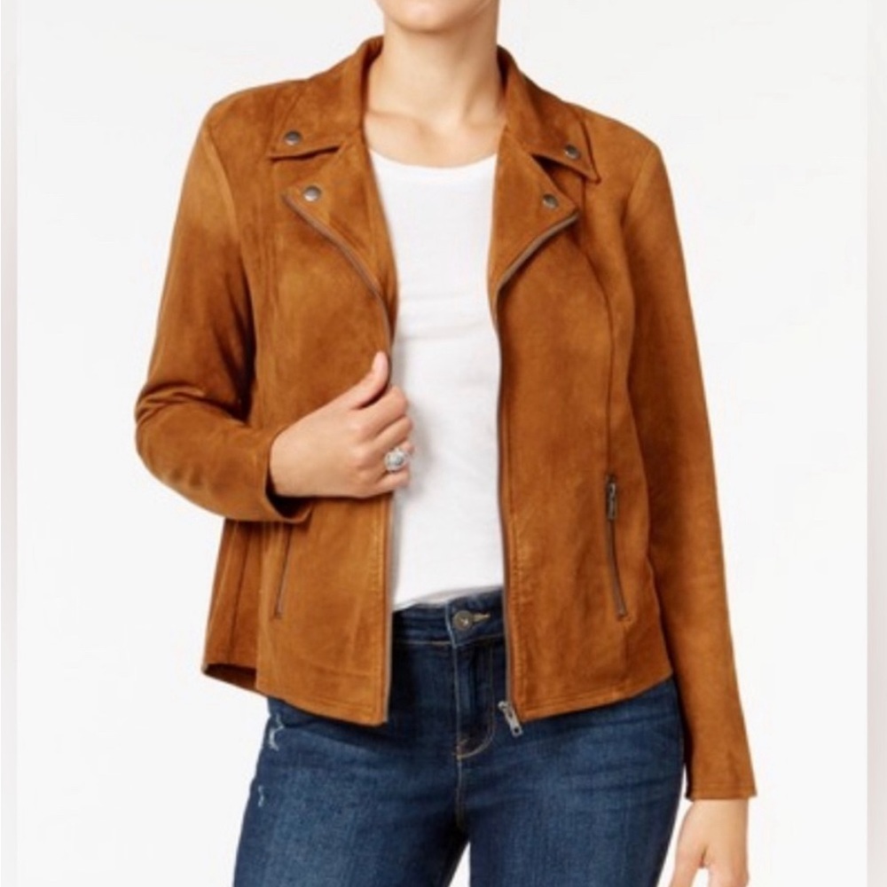BRAND NEW Style and co faux suede moto jacket zip up
